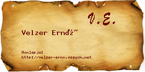 Velzer Ernő névjegykártya